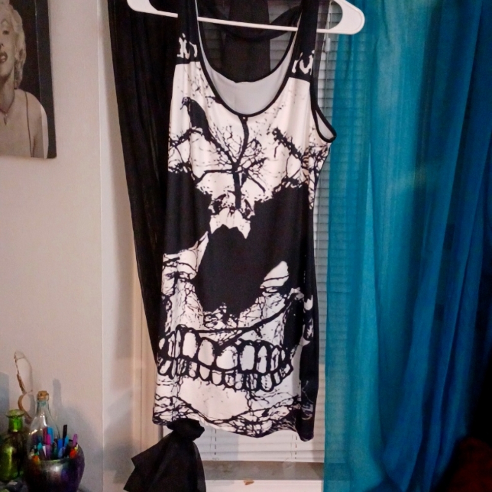 XXL skull graphic mini dress